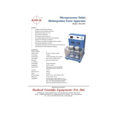 EI-DVI Model 2901 Tablet Disintegration Apparatus