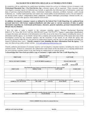 Fillable Online BACKGROUND SCREENING RELEASE AUTHORIZATION FORM Fax ...
