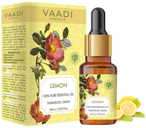 VAADI HERBALS Lemon Essential Oil - Lightens Skin, Reduces Dandruff ...