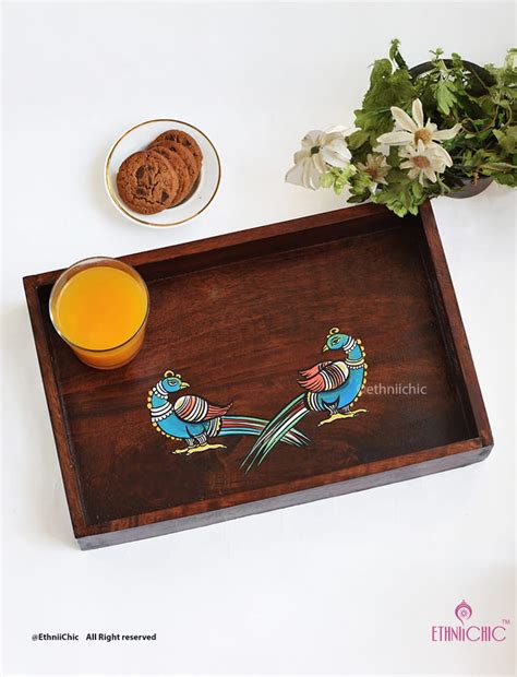 Hand painted Peacocks Solid Wood Serving Tray – EthniiChic