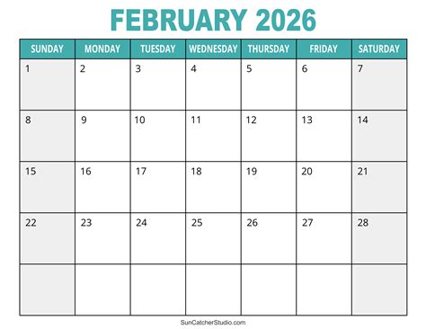 February 2026 Calendar (Free Printable) – Free Printables, Lettering ...