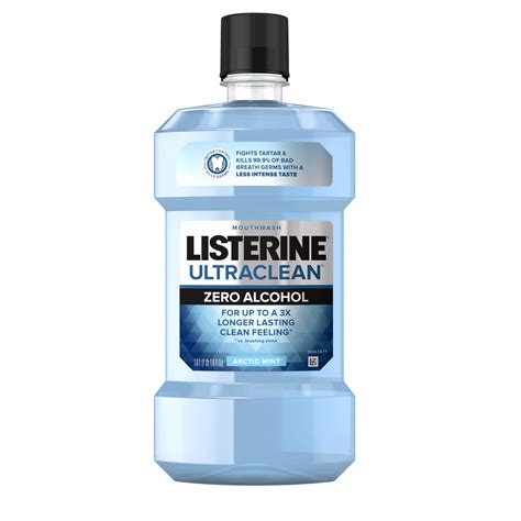 LISTERINE Ultraclean Zero Alcohol Tartar Mouthwash, Arctic Mint, 1 l ...