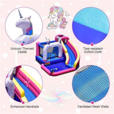 Buy Unicorn Theme Inflatable Water Slide Kids Bounce Castle Bounce ...