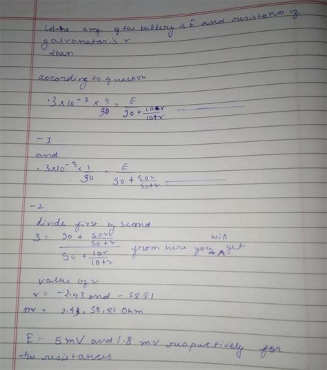 A galvanometer having 50 divisions provided with a variable shunt S ...