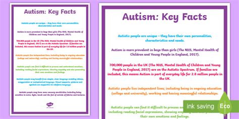 Key Facts About Autism Display Poster (teacher made)