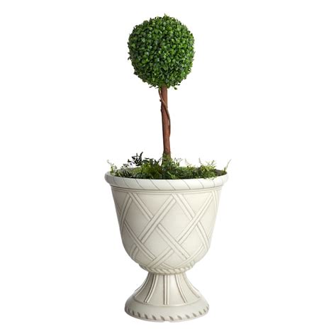 White Lattice Design Urn Outdoor Planter, 17" | At Home