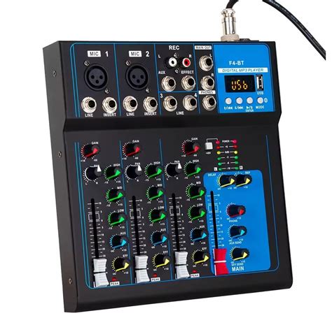 kh 4 Channel Bluetooth Portable Audio Mixer w/USB DJ Sound Mixing ...