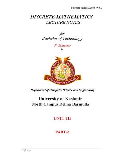 Discrete Mathematics 5th Sem UNIT 3 Part 2 - DISCRETE MATHEMATICS ...