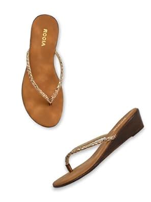 Buy ROCIA By Regal Antique Gold Women Diamante Wedges at Amazon.in