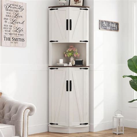 Amazon.com: Hlivelood 68" Tall Farmhouse Corner Cabinet, Dining Room ...