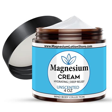 Magnesium Lotion, Unscented Magnesium Cream for Pain, Cramps, Sleep, Restless Legs, 4oz, USA ...