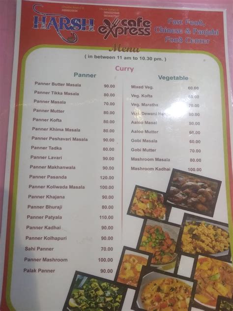 Menu at HARSH CAFE EXPRESS, Nanded-Waghala, Harsh Cafe Express. shop no ...