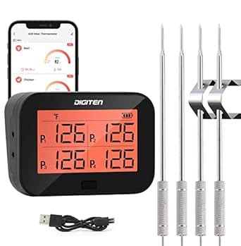 DIGITEN Bluetooth Grilling Thermometer Wireless Meat Thermometer with 4 ...