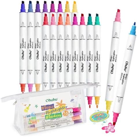 Ohuhu Markers Highlighters 16 Pack 32 Colors Dual Tips Double Colors ...