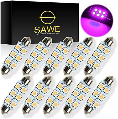 SAWE SAWE - 44MM 6-SMD 5050 Festoon Dome Map Interior LED Light Bulbs ...