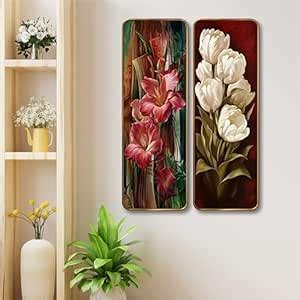 Livin'luxe Floral Wall Panel Set of 2 | Pink & White Flower Sparkle ...