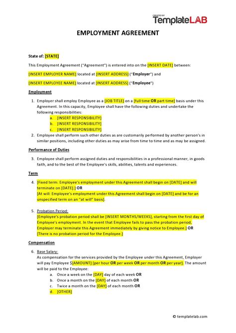 Free Printable Employment Contract Template – Easy! - Printables for ...