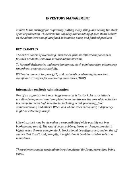 Inventory Management - INVENTORY MANAGEMENT alludes to the strategy for ...