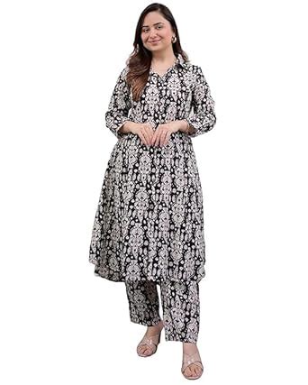 Buy Cotton Co-ord Kurta Salwar Set: Geometric Ethnic Motif Print ...