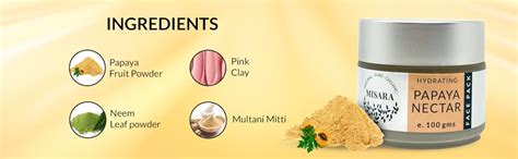 Misara Natural Papaya Nectar Face Pack Powder for Glowing Skin (100gms ...