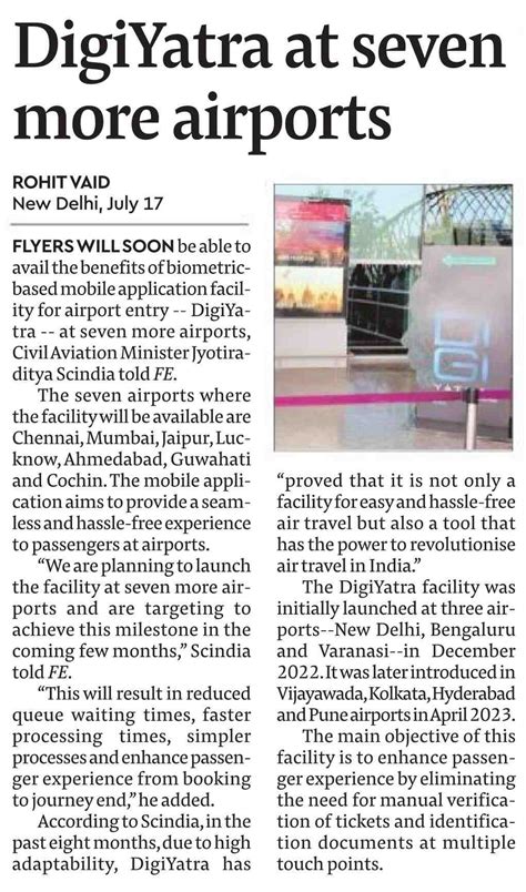 DigiYatra at seven more airports | Ministry of Civil Aviation
