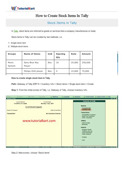 Create stock items in tally - Stock Items in Tally In Tally, stock ...