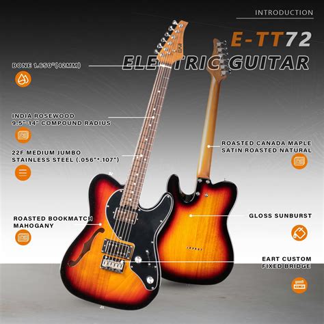EART E-TT72 6 String Semi-Hollow Electric Guitar India | Ubuy