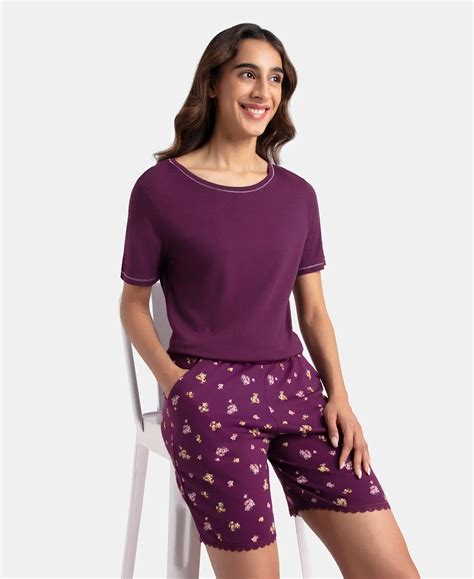 Buy Micro Modal Cotton Short Sleeve T-Shirt and Printed Shorts Set ...