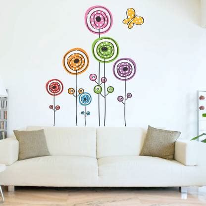 StickMe 125 cm Colourful Tree and Butterfly - Concept Art Wall Sticker ...