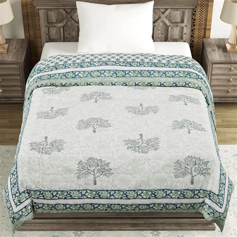Buy BLOCKS OF INDIA Cotton Single Size Quilt Hand Block Print for Light ...