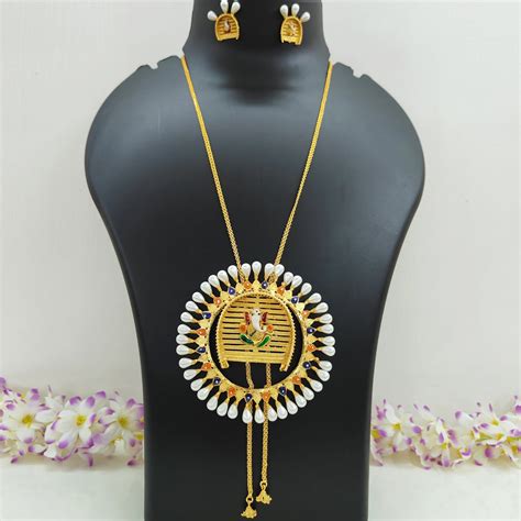 Gold Plated Kulo Design Meenakari Shell Work Tie Chain – THE ALANKARA