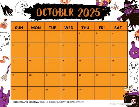 October 2025 Calendar (52 Free PDF Printables)