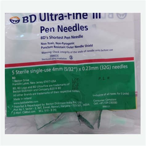 BD Ultra-Fine III Mini Pen Needles 4MM 32G, 5 Count Price, Uses, Side ...