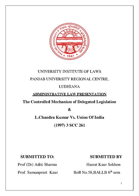 Administrative Law Presentation: Delegated Legislation & L. Chandra ...