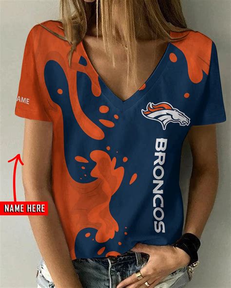 Denver Broncos Personalized V-neck Women T-shirt BG654 - Circlemin