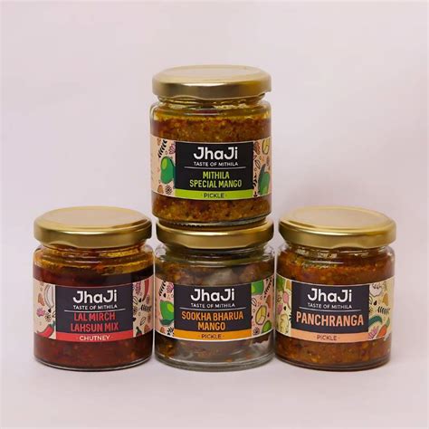 Uma's Favourite Four Pickle Pack | Mango, Amra, Garlic & Karela