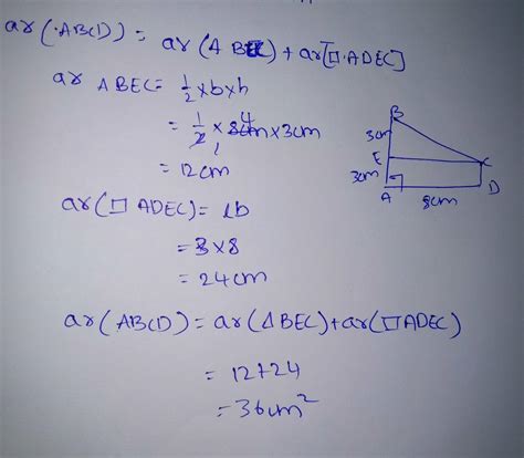 Find the area of trapezium ABCD as given in the figure in which ADCE is ...