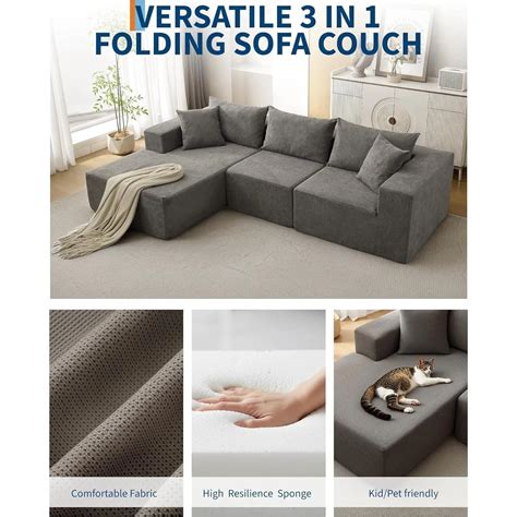 Garvee 108" Modular Cloud Sectional Couch with Chaise, Fluffy ...