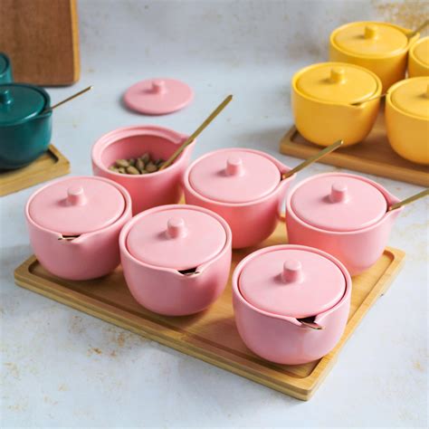 Pickle Jars With Tray Set of 6