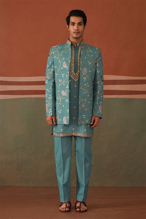 Faraz - Teal Open Jodhpuri Set – Kalpraag