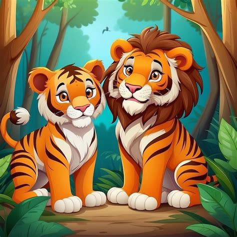 Lion vs Tiger Cartoon 的图像结果