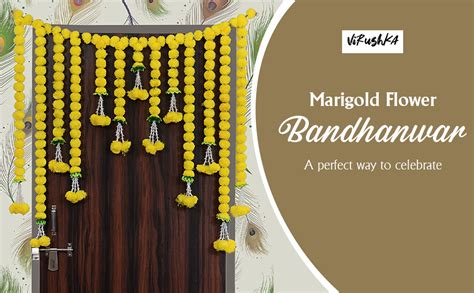 Buy Virushka Marigold Flower Bandhanwar, Heavy Door Hanging| Decoration ...