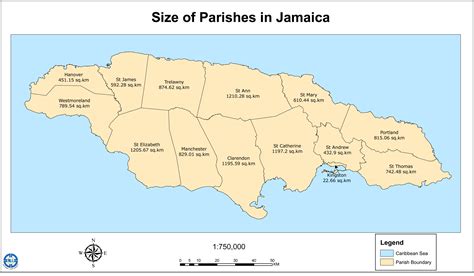 Jamaica map with parishes