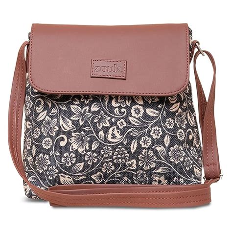 ZOUK FloMotif Floral Printed Women's Hand Crafted Vegan Leather Black ...