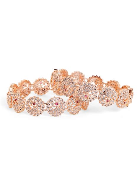 Floral AD Elegant Finest pair of Rosegold Plated Bangles – Priyaasi