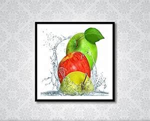 999STORE Framed Canvas Wall Art + Black Frame + Apples Photograhic ...