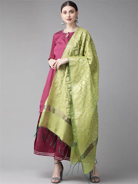 Shop Bhama Couture Women Purple & Green Solid Kurta with Palazzos ...