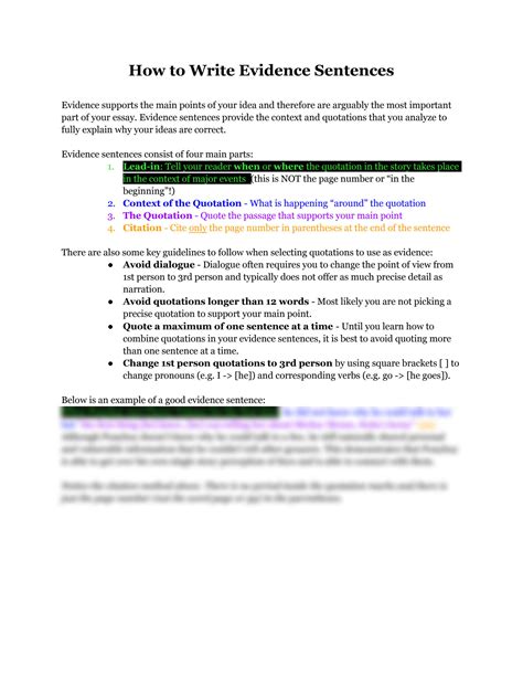 SOLUTION: How to write constructive evidence sentences - Studypool