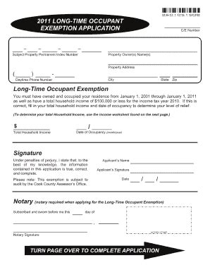 Fillable Online reycolon Long time occupant exemption fillable form Fax ...