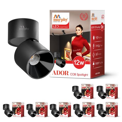 Murphy 12W Black Body Reflective Black Finish 360 Degree Adjustable LED ...